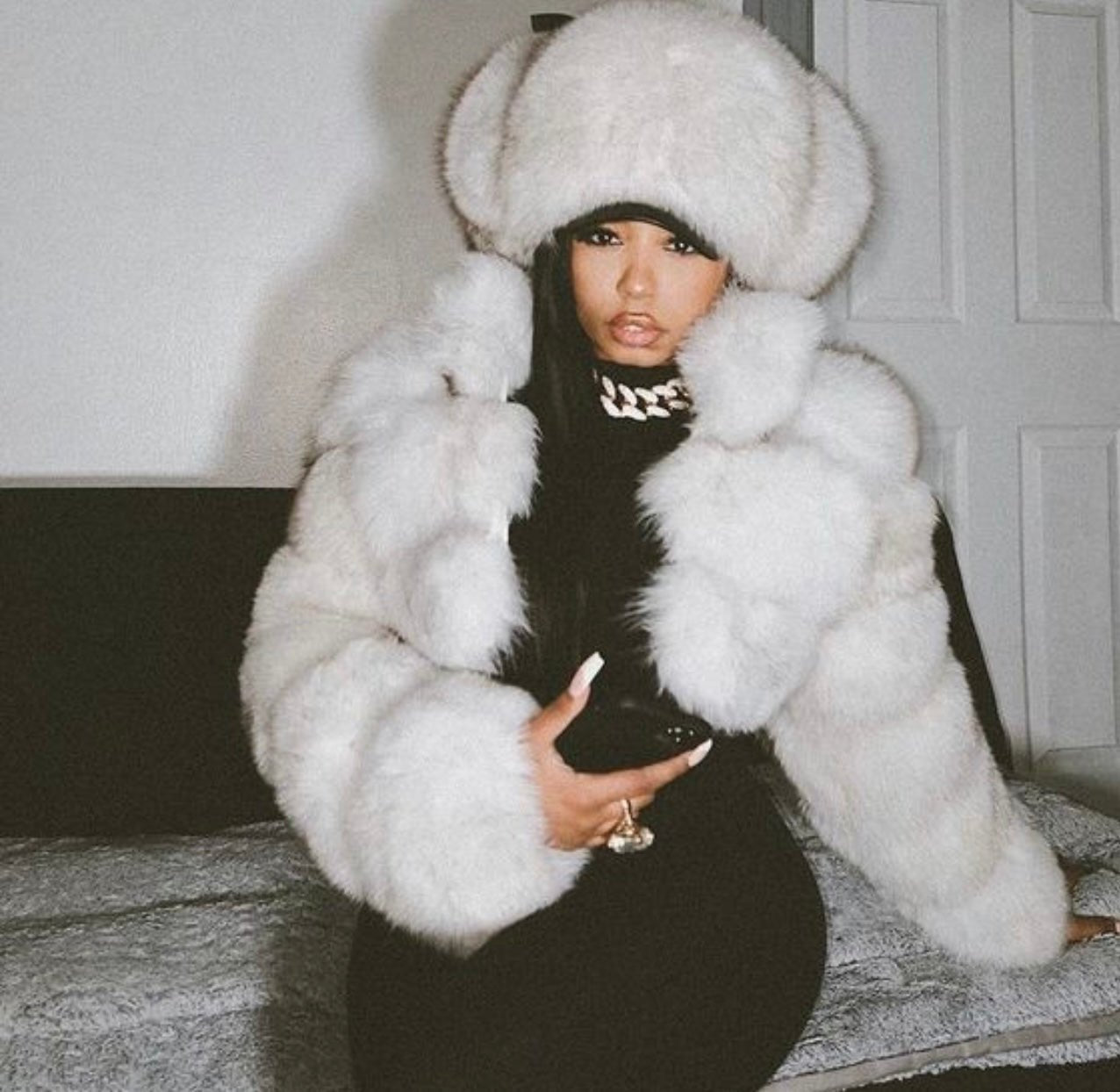 Off white fox fur