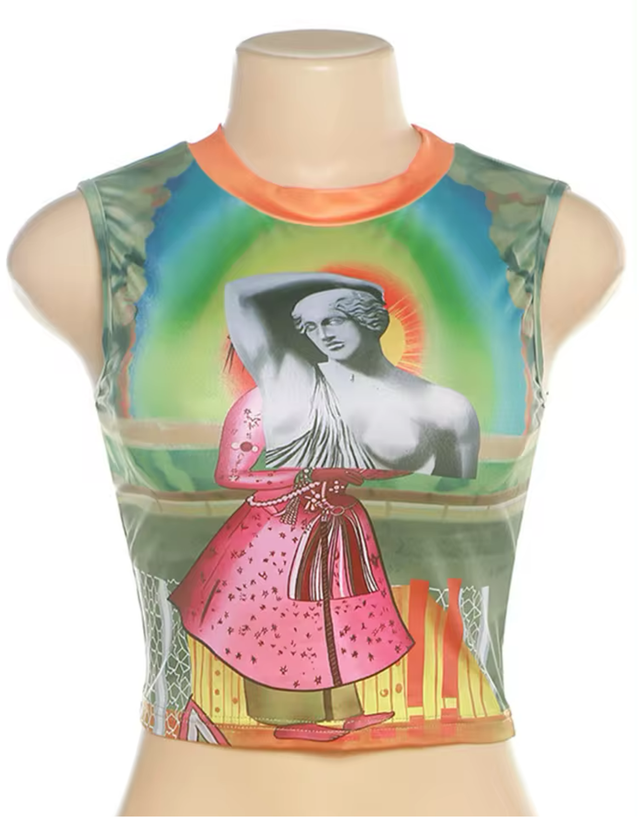 Artist Print Top featuring a unique, artistic design with vibrant colors and creative patterns. This top adds an eye-catching, artistic flair to any wardrobe, perfect for making a bold style statement