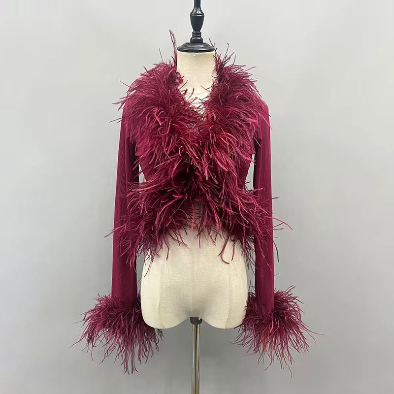 Ostrich Fur Cardigan