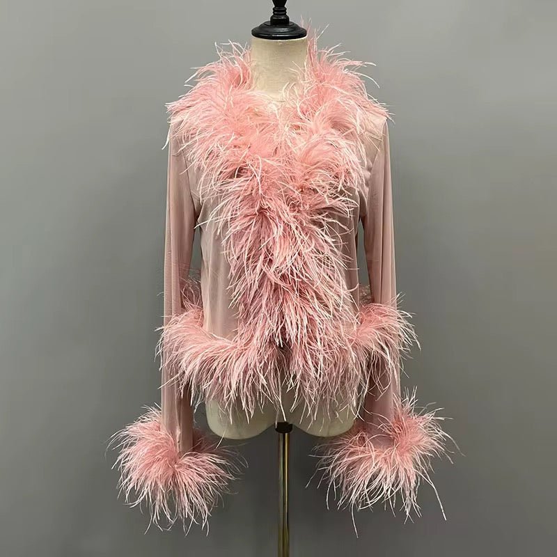 Ostrich Fur Cardigan