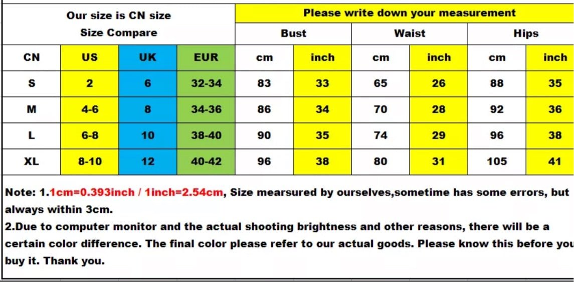 BALLERS BALL GOWN SIZE CHART